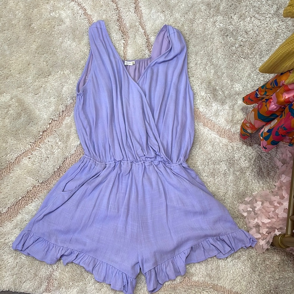 Plus size short lavender romper